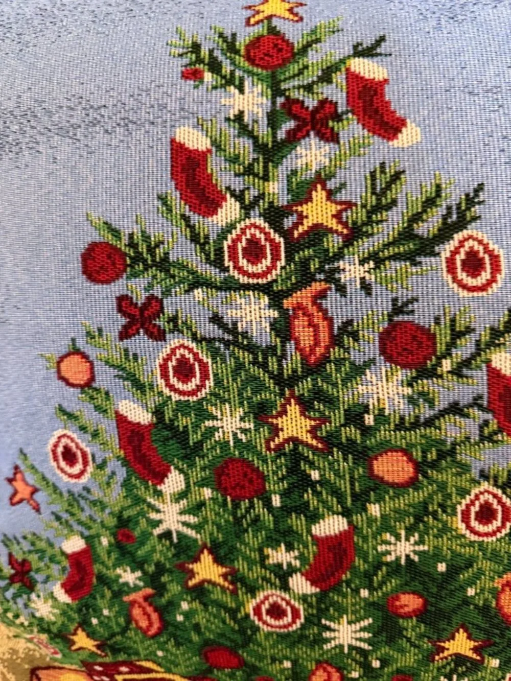 Tapestry Christmas Tree 18 x 18 Throw Pillow Country Farmhouse Cottagecore